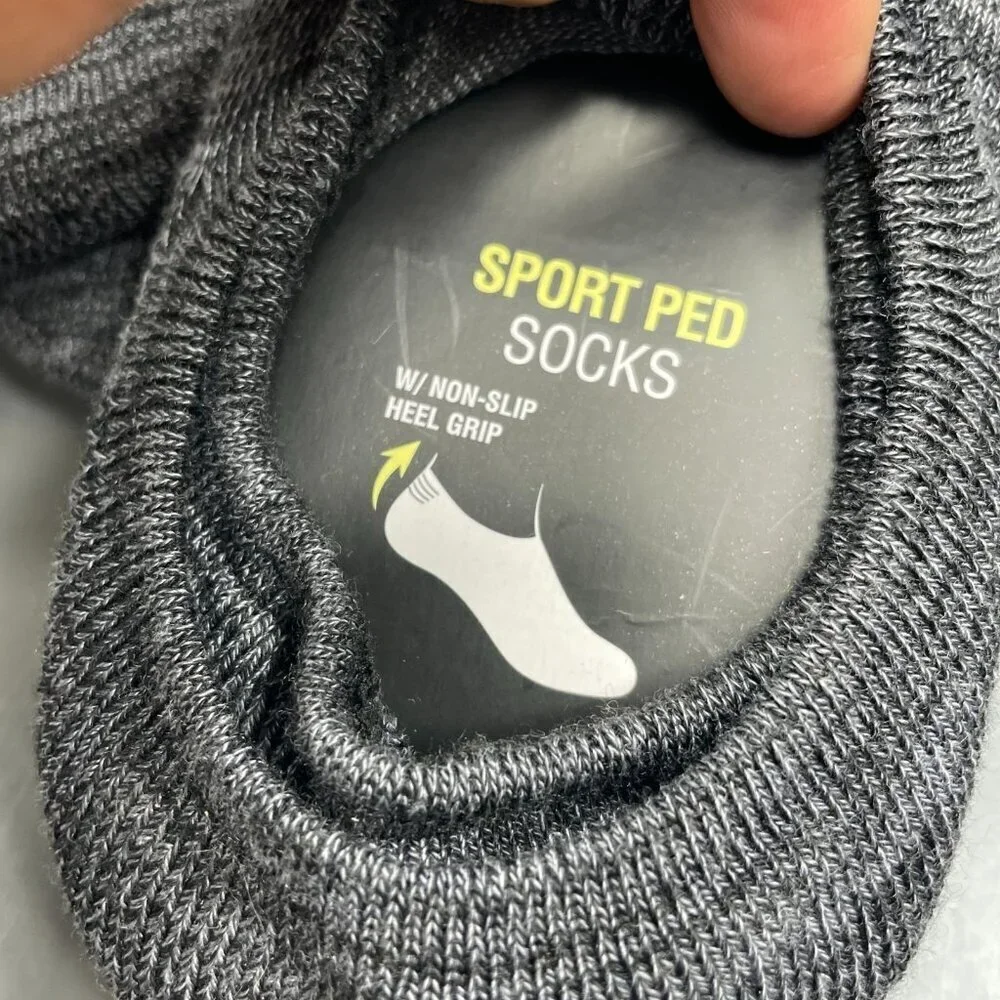 New Skechers 8-Pack Sport Ped Ankle Socks Men's 6-12  W/Non-Slip Heel Grip
